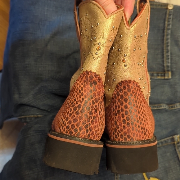 🤎🔶💥⭐Women's Ariat Fatbaby jeweled Western leather Boots size 6.5B🤎🔶💥⭐ - Picture 9 of 12